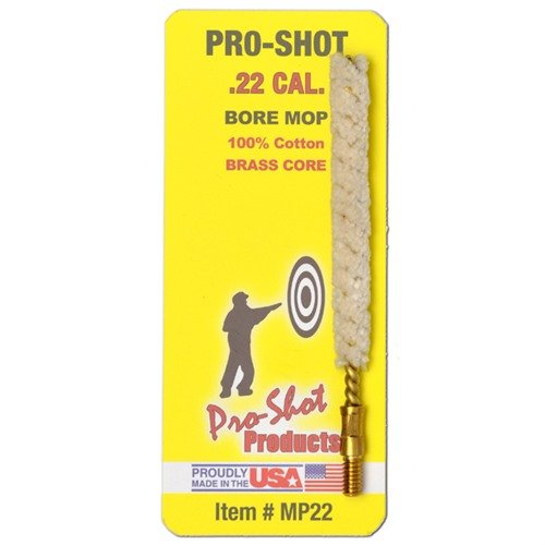 .22 CALIBER MOP de PRO SHOT PRODUCTS, INC es ideal para limpiar y mantener tu arma, garantizando un rendimiento óptimo y prolongando su vida útil.