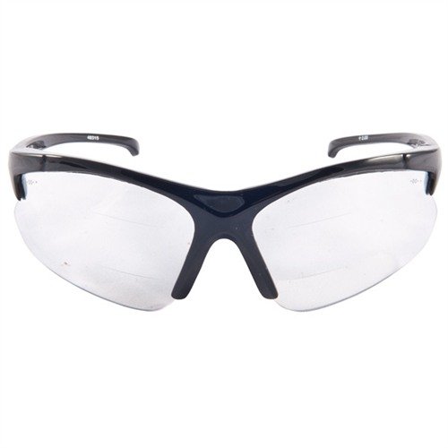 Las gafas de seguridad con 2x de aumento en la parte superior e inferior reducen la fatiga ocular, ofrecen protección UV del 99.9% y cumplen con ANSI Z87.1.