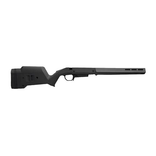 Mejora tu rifle Ruger American con la culata Hunter American, ajustable en longitud y altura, construcción reforzada y compatibilidad M-LOK para accesorios.