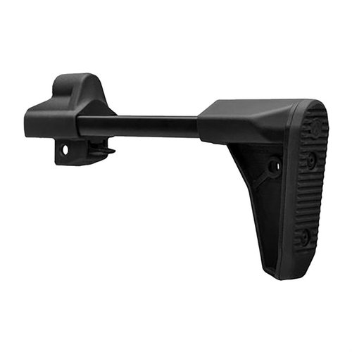 El Magpul SL Stock para HK94/MP5 es ligero, duradero y plegable, con un sistema de ajuste ergonómico y montura QD para sling, manteniendo la estética icónica.