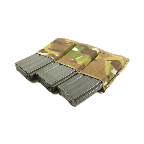 El Ten-Speed M4 Mag Pouch es ligero, versátil y seguro, ideal para llevar hasta 3 cargadores M4 o suministros médicos, compatible con sistemas MOLLE.