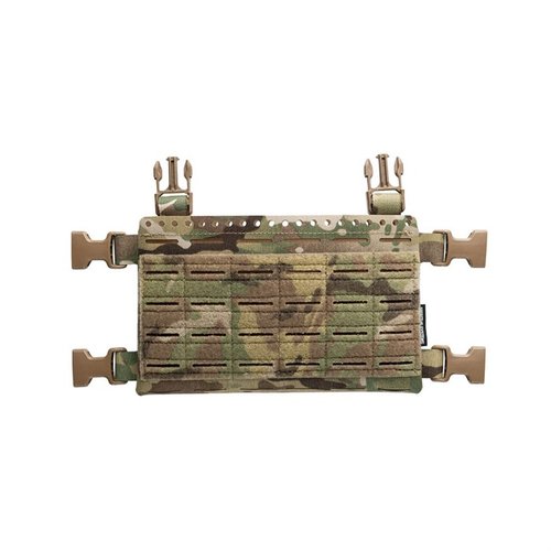 El Micro Fight Chassis MkV es ligero y versátil, ideal como placard de revista o base para un chest rig, compatible con accesorios Spiritus.