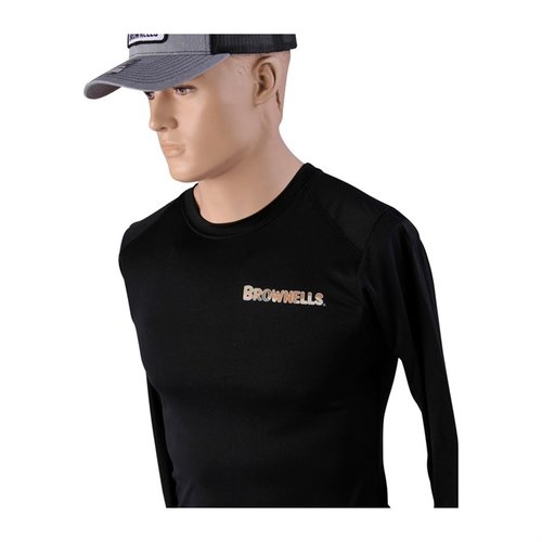 Protégete del sol en tus aventuras al aire libre con la camisa de manga larga Brownells: 50 SPF, 100% microfiber, gestión de humedad y resistencia a arrugas.