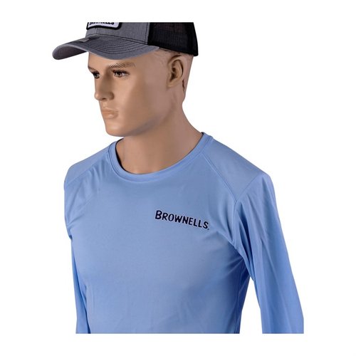Protege tu piel del sol con la camisa de manga larga ISLANDER de Brownells, que ofrece 50 SPF, gestión de humedad y es resistente a arrugas y antimicrobiana.