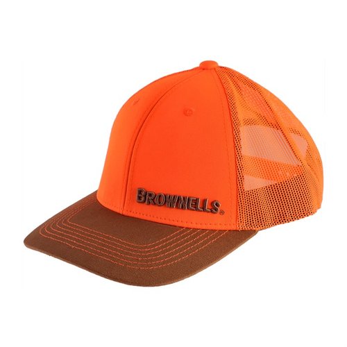 La gorra PRIME CAP de Brownells es perfecta para cazar: su diseño naranja brillante garantiza tu seguridad y el bill de color marrón le da un toque único.