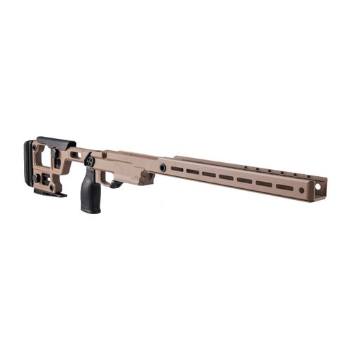 El chasis Solus Competition para Remington 700 SA ofrece ajuste modular, ergonomía superior y compatibilidad con M-LOK y Arca, garantizando precisión y personalización.
