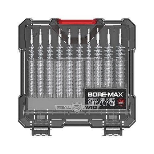 El pack Bore-Max Speed Brushes incluye 10 cepillos de alta densidad para calibres populares, con cerdas de bronce niquelado que prolongan su vida útil.