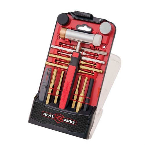 El ACCU-PUNCH de REAL AVID es un kit avanzado para armar y desarmar pines de armas, con un martillo ergonómico y punzones de latón y acero intercambiables.