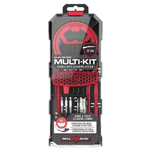 Descubre el GUN BOSS MULTI-KIT, ideal para limpiar tu rifle en casa o en el campo, con el Bore Boss para una limpieza rápida y todas las herramientas necesarias.