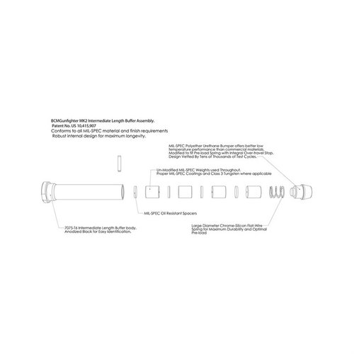 Los buffers MK2 MOD 1 de BCM reducen el retroceso sentido, mejoran la velocidad del portador y son compatibles solo con el sistema AR15, garantizando fiabilidad.