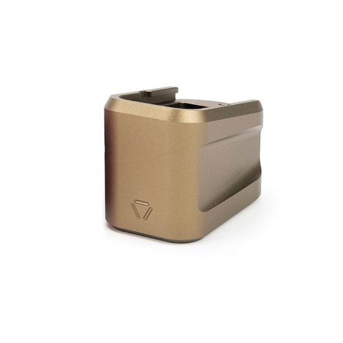 La placa de extensión de aluminio para GLOCK G19 añade 5 rondas, ofrece un diseño sin enganches y está fabricada en aluminio 6061-T6 para máxima durabilidad.