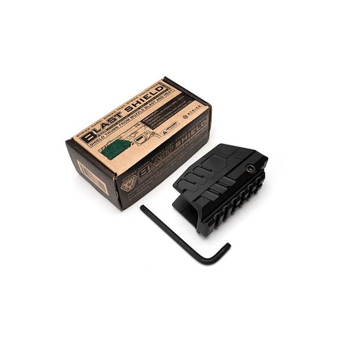 Protege tu pulgar del blast y el calor, redirige el blast hacia adelante, añade riel Picatinny y está fabricado en aluminio 6061-T6, ligero y resistente.
