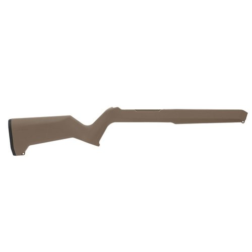 Mejora tu Ruger® 10/22® con el MOE® X-22, un stock ligero de solo 19 oz, con textura TSP, M-LOK y bandejas intercambiables para cañones.