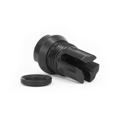 El 3FO-S Flash Hider reduce el destello del cañón, tiene roscas internas para mejor supresión y un perfil corto que se integra perfectamente con tu arma.