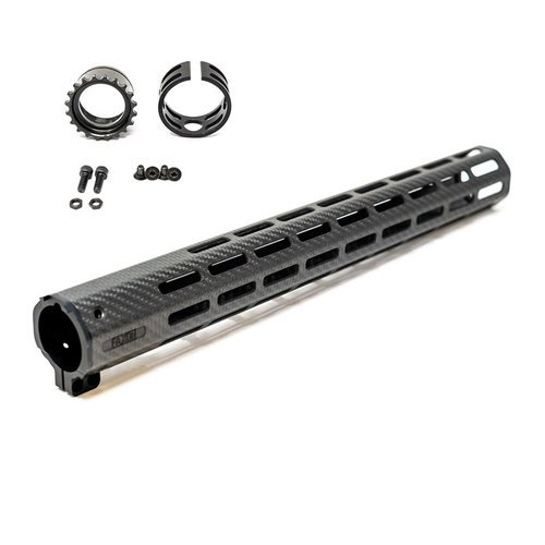 El handguard de carbono Faxon es ligero y más fuerte que el aluminio, con 8 filas de M-LOK para accesorios, fácil de instalar y con gran rigidez.