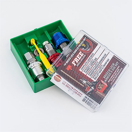 El Set de 3 Die de Carburo Breech Lock de Lee incluye un die de sizing, un die de seating y un die de expansión, todo con bushings Smart Lock instalados.