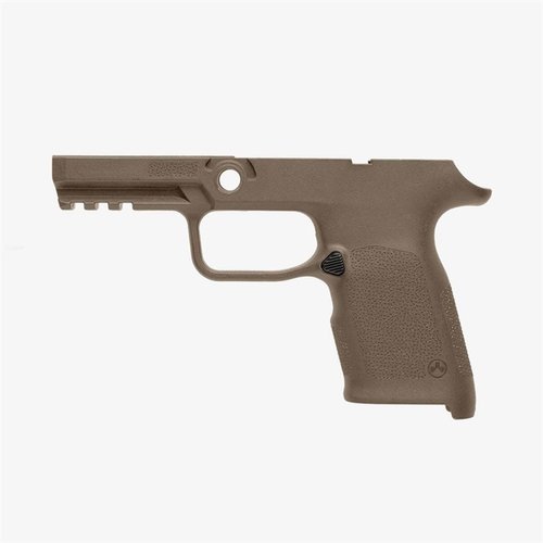 Mejora tu SIG P320 Compact con el grip frame EHG SG9 de Magpul: diseño ergonómico, riel Picatinny, y liberación de magazine reversible para zurdos.