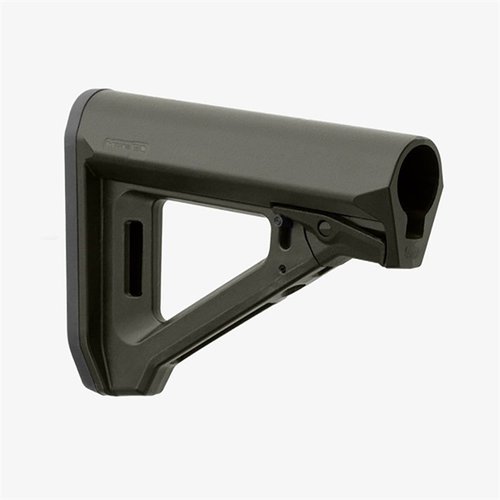 El MOE RL Carbine Stock ofrece ajuste de longitud sin perder el contacto con la mejilla, diseño A-frame y compatibilidad con M-LOK para mayor comodidad y versatilidad.