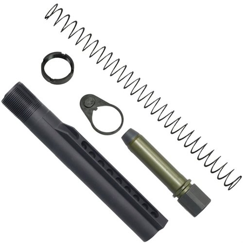 El kit K-SPEC AR-15 A5 incluye un buffer H1 de 4.7oz, resorte flatwire y tubo A5, para reducir el retroceso y mejorar la estabilidad al disparar.