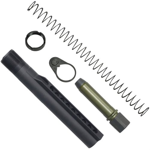 El kit K-SPEC AR-15 A5 incluye un buffer H1 de 4.7oz, resorte flatwire y tubo A5, todo diseñado para reducir el retroceso y estabilizar el tiro.