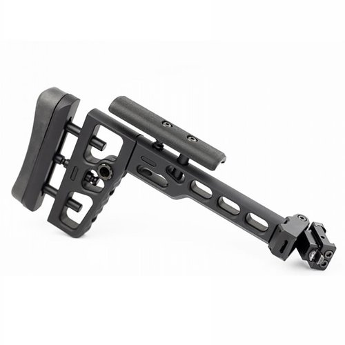 El S.A.S. Tactical Folding Stock con Picatinny Adapter ofrece versatilidad y comodidad, permitiendo un fácil plegado y ajuste para un mejor manejo en el campo.