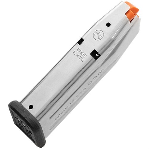 El AMAG 15 SG9 es un cargador de 15 rondas para SIG P320 Compact, con cuerpo de acero inoxidable, seguidor de alta visibilidad y fácil mantenimiento.