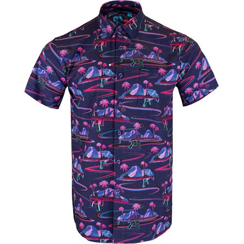 La camisa corta de manga de RETRO-RIFLE es ligera y transpirable, perfecta para el verano, hecha de 97% Polyester y 3% Spandex para mayor comodidad.