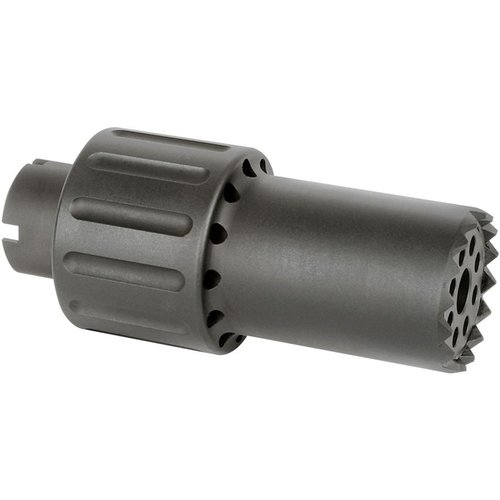 El ALPHA BLAST DIVERTER dirige el blast del cañón hacia adelante, está hecho de aluminio 6061 y pesa solo 9.8 oz, ideal para M14X1LH / 24MM / 1/2X28.