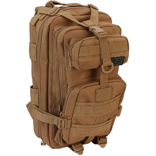 El TACTICAL ASSAULT PACK es duradero y funcional, ideal para el campo y el tiro, con múltiples compartimentos, correas ajustables y MOLLE para personalizar.