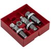 El set de 3 dies PACESETTER incluye Full Length Sizing Die, Bullet Seating Die y Factory Crimp Die, perfecto para recargar con precisión en prensas 7/8"-14.