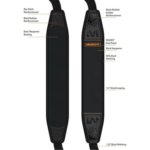 La sling Pathfinder de Muddy Blinds ofrece comodidad con neopreno flexible, soporte antideslizante y montura QD para un uso rápido y seguro en cualquier terreno.