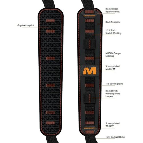 La sling MUDDY SUMMIT RIDGE ofrece comodidad y durabilidad con su neopreno flexible, reduce el peso en el hombro y tiene un Anti-slip Gripper para mayor seguridad.