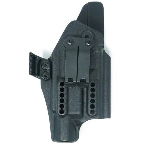 El X PRIORITY 1 IWB HOLSTER ofrece retención ajustable, clip discreto, y compatibilidad con ópticas, optimizando tu experiencia de porte oculto.