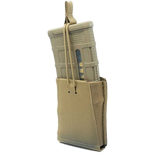 La bolsa de cargador GBRS es versátil, compatible con MOLLE/CINTURÓN, con retención bungee removible y construcción de laminado Squadron para un acceso rápido.