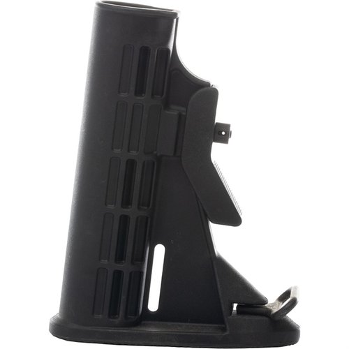 El AP4 Mil-Spec Collapsible Carbine Stock ofrece ajuste de seis posiciones, construcción de polímero resistente y fácil instalación, ideal para tu AR-15.