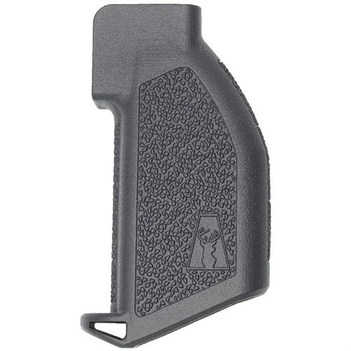 El Alpha Precision Rifle Grip ofrece un agarre ergonómico, minimiza la fatiga, y permite una alineación directa del dedo índice para un disparo más preciso.