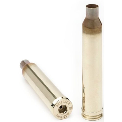 La munición 7MM STW BRASS de Peterson ofrece precisión, durabilidad y consistencia, ideal para tus recargas de alto rendimiento y cacería a larga distancia.