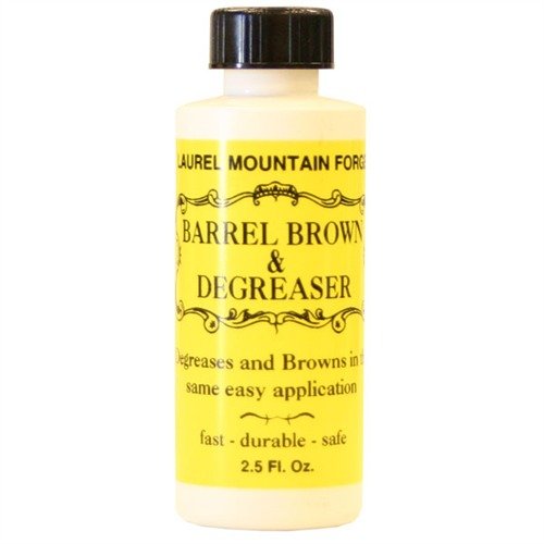 El BARREL BROWN & DEGREASER de Laurel Mountain es rápido, no tóxico y elimina grasa, logrando un acabado marrón fino y excelente en solo 4 a 6 aplicaciones.