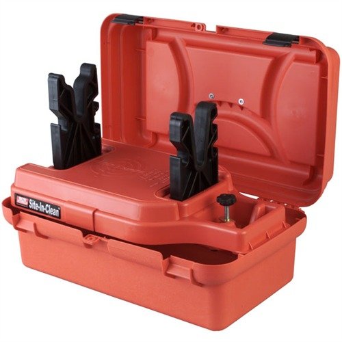 El SITE-IN-CLEAN™ Shooting Rest & Case de MTM CASE-GARD es ajustable en altura, tiene una bandeja removible y mucho espacio de almacenamiento. Ideal para el banco o el campo.