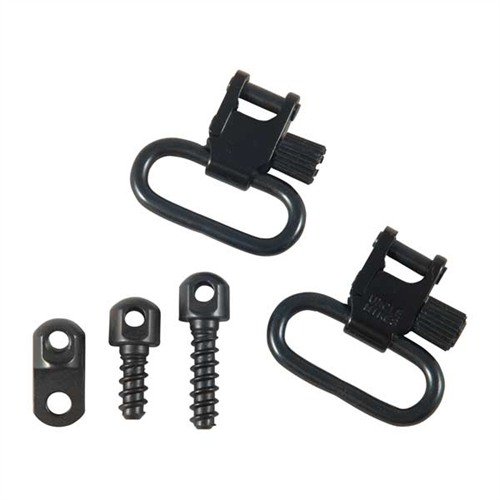 Los QUICK DETACH SWIVELS de UNCLE MIKES ofrecen un sistema de desmontaje rápido y seguro, ideal para tu Ruger Model 44 Magnum Carbine y otros rifles.