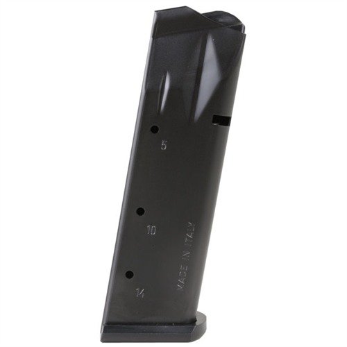 Consigue el cargador PARA P14 de MEC-GAR, fabricado en acero carbono, resistente y duradero, ideal para tu pistola .45 ACP con capacidad de 14 rondas.