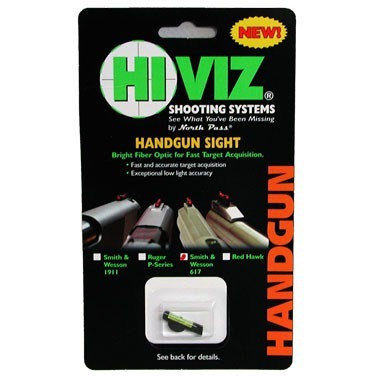 Mejora tu puntería con las miras frontales de fibra óptica HIVIZ para revólver S&W. Su color verde brillante facilita la adquisición del objetivo en cualquier luz.