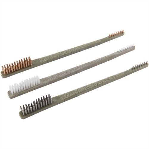 Con el kit de cepillos OTIS, tendrás siempre la herramienta adecuada: nylon, bronce y acero inoxidable para limpiar, pulir y restaurar tus armas sin dañarlas.