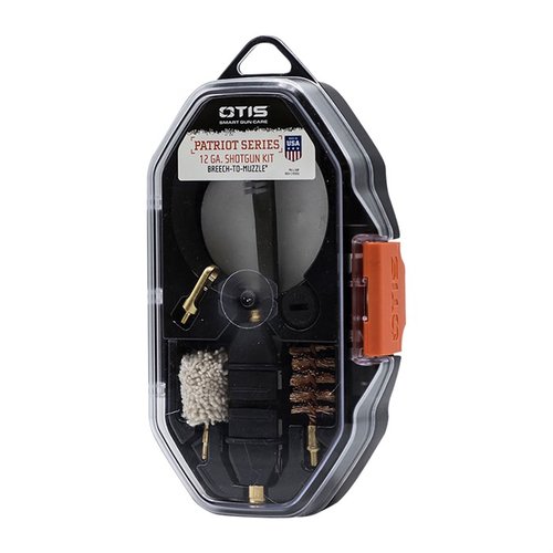 El kit de limpieza 12GA PATRIOT Series de Otis es esencial para mantener tu escopeta, limpiando de Breech-to-Muzzle® con una herramienta versátil y 4 bits incluidos.