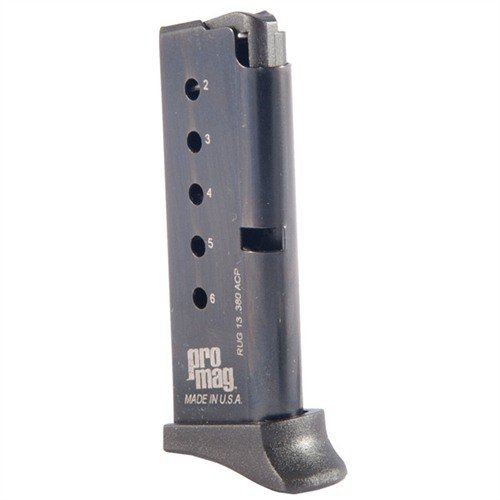 Los cargadores RUGER® LCP® de 6 rds son duraderos, fabricados en EE. UU. con cuerpos de acero y resortes de chrome silicon, ideales para un uso intensivo.