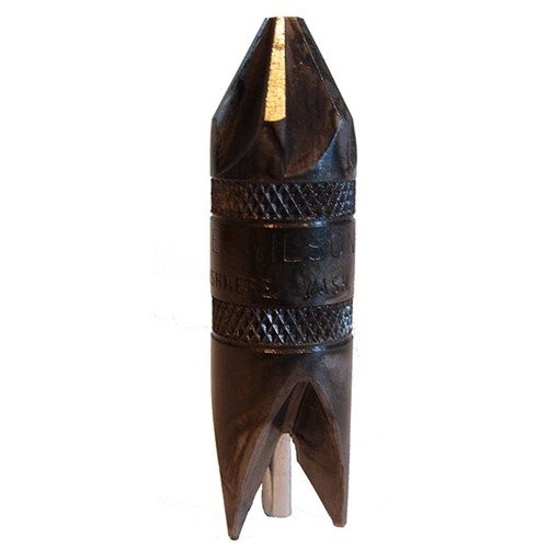 .17 a .45 Cal Chamfer & Deburring Tool de L.E. WILSON es ideal para desbarbar y chaflanar bocas de cartuchos, compatible con taladros y destornilladores.