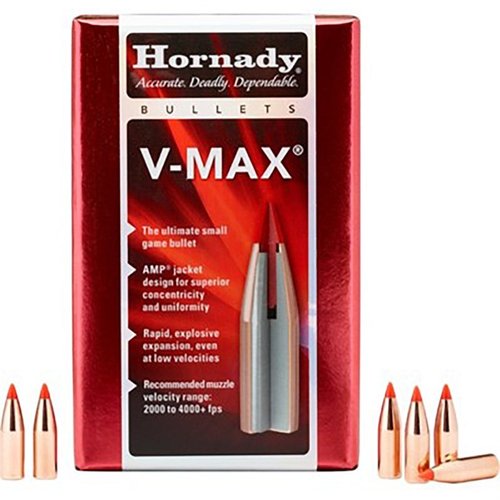 Los proyectiles V-MAX® de Hornady ofrecen trayectorias planas, gran precisión y expansión explosiva, ideales para caza de alimañas a cualquier distancia.