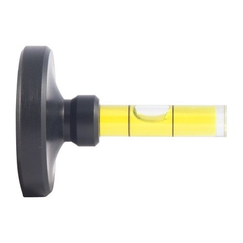 El nivel de burbuja se acopla a la corona del cañón para calibrar tu indicador de ángulo ADI/ACI, asegurando lecturas precisas cuando la burbuja está entre las líneas.