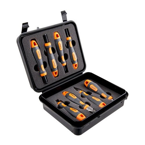 El Lyman Universal Case Prep Accessory Set incluye todas las herramientas necesarias para preparar tus cartuchos, todo en un práctico estuche de almacenamiento.