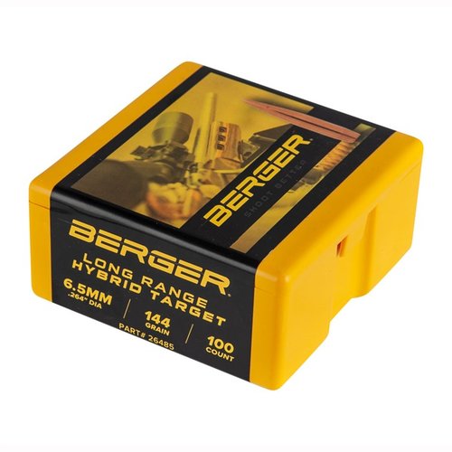 Las balas Berger 6.5mm Long Range Hybrid Target® ofrecen un BC superior y consistencia en cada disparo, perfectas para alcanzar objetivos a 1,000 yardas.